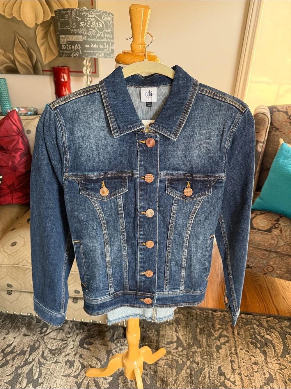 CAbi Blue Denim Button-Front Jean Jacket Dylan jacket